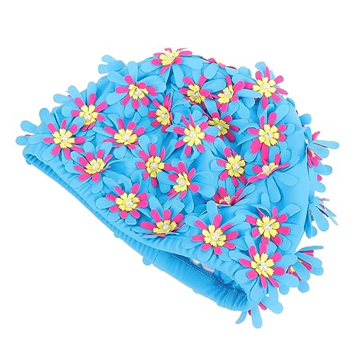 BELLIFFY handgefertigte Blumen-Badekappe professionelle Schwimmmützen Bademütze für Mädchen Badehut Damen Hut Swim Cap Women badetiere Mützen zum Schwimmen Badekappe für langes Haar Stoff von BELLIFFY