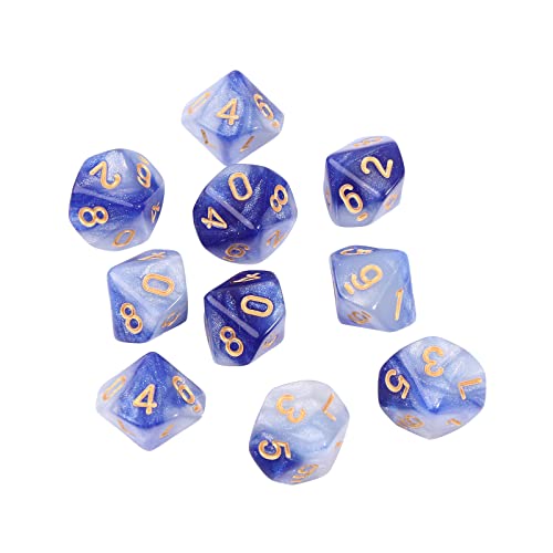 BELOWSYALER Acryl-Set, Polyedrisch, D10, 10-seitig, 15 mm, für RPG-Spiele, Party, Rollenspiele, 10 Stück von BELOWSYALER