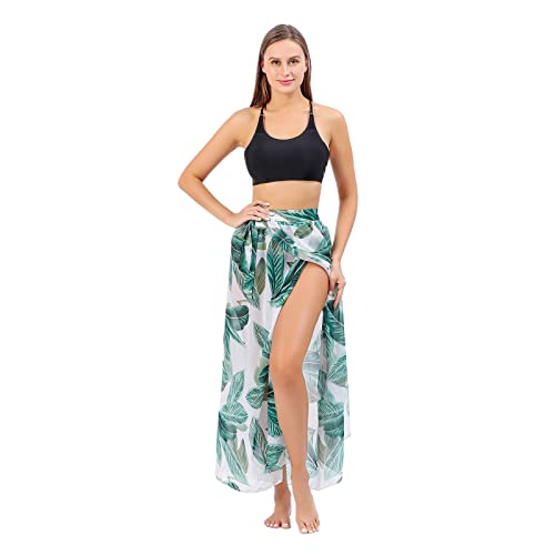 BELOWSYALER Knöchellanger Sarong-Überzug für Damen, seitliches Binden, Badeanzug, Wickelrock, Badeanzug, Strand-Bikini, Bademode von BELOWSYALER