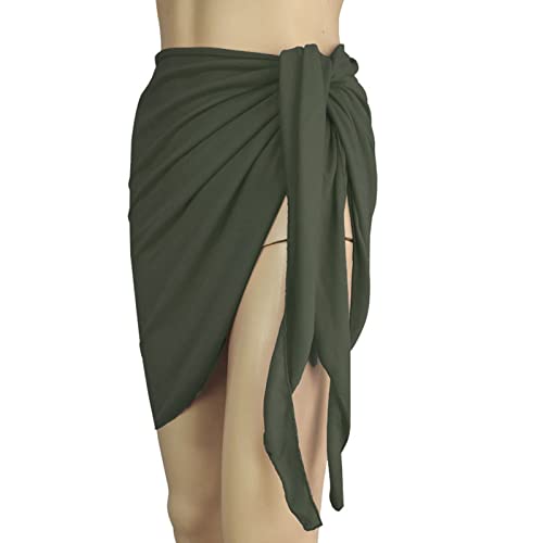 BELOWSYALER Kurzer Sarong-Überzug für Damen, seitlich gebunden, Badeanzug, Wickelrock, Badeanzug, Strand-Bikini, Bademode von BELOWSYALER