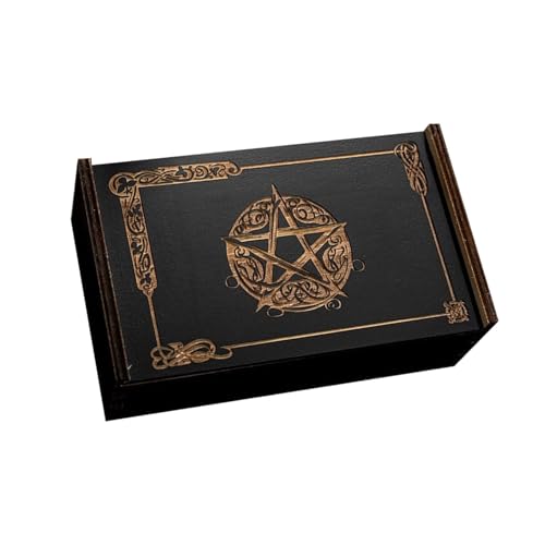 BELOWSYALER Tarotkarten-Box, Astrologie, Schmuckkästchen, Holz, Tarotkarten-Aufbewahrungsbox für Wahrsager, Hexen-Dekoration von BELOWSYALER