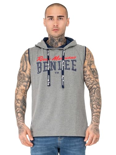 BENLEE Herren ärmelloses T-Shirt mit Kapuze Normale Passform Epperson Marl Grey S von BENLEE Rocky Marciano