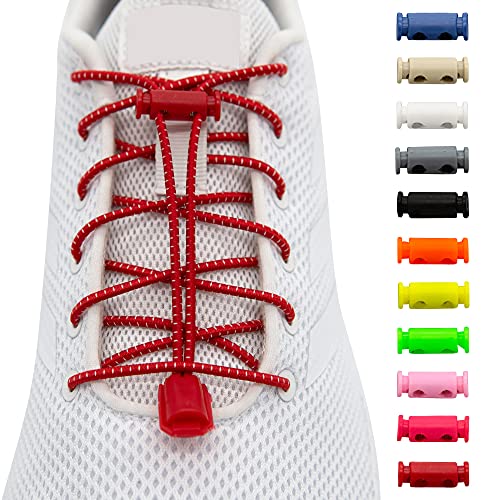 BENMAX SPORTS 1 Paar Schnürsenkel ohne Binden - Elastische Gummi Schuhbänder, Elastisch Schnellverschluss Elastic Shoelaces, Kinder Schuhe Zubehör (Rot, 1 Paar) von BENMAX SPORTS