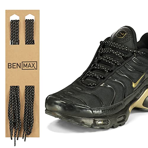 BENMAX SPORTS 2 Paar Schnürsenkel Runde – Schuhbänder 4 mm Runde Reißfeste Schnursenkel für Stiefel, Sportschuhe, Arbeitsschuhe (Schwarz/Weiss, 75 cm) von BENMAX SPORTS