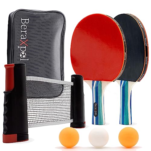 BERAXPOL Tragbares Premium-Tischtennis-Set, All-in-One-Tischtennisschläger-Set mit ausziehbarem Netz | 3 Tischtennisbälle | Tragetasche, Familienspaß | Geschenk BERAXPOL Tragbares Premium-Tischtennis-Set, All-in-One-Tischtennisschläger-Set mit ausziehbarem Netz | 3 Tischtennisbälle | Tragetasche, Familienspaß | Geschenk von Beraxpol