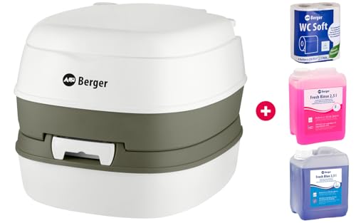 BERGER Mobile Campingtoilette Bio Comfort 14L Starter Set | Platzsparend & Leicht zu Reinigen | Mit Abnehmbarem Abwassertank | Alles, was Sie für den Start benötigen BERGER Mobile Campingtoilette Bio Comfort 14L Starter Set | Platzsparend & Leicht zu Reinigen | Mit Abnehmbarem Abwassertank | Alles, was Sie für den Start benötigen von BERGER