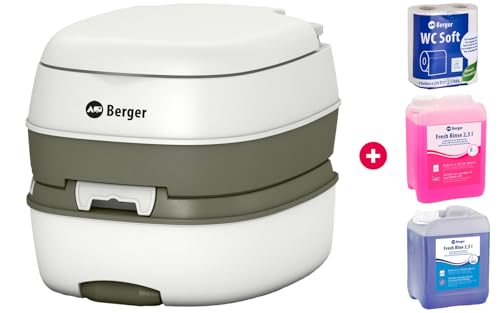 BERGER Mobile Campingtoilette Bio Deluxe 17L Starter Set | Platzsparend & Leicht zu Reinigen | Mit Abnehmbarem Abwassertank | Alles, was Sie für den Start benötigen BERGER Mobile Campingtoilette Bio Deluxe 17L Starter Set | Platzsparend & Leicht zu Reinigen | Mit Abnehmbarem Abwassertank | Alles, was Sie für den Start benötigen von BERGER