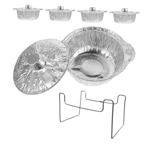 BESPORTBLE 1 Satz grillzubehör Aluminiumfolie-Pfanne Aluminiumfolie Behälter Backblech mit Deckel Schmortopf mit Deckel Campingkocher Campingfolientöpfe große Aluminiumpfannen Eisen Silver von BESPORTBLE