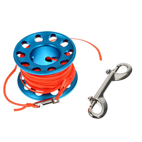 BESPORTBLE 1 Set von Scuba Tauchen Spool Aluminium Legierung Kompakte Schnorcheln Dive Reel Spool Linie mit Edelstahl Snap Bolzen Haken Clip Blau von BESPORTBLE