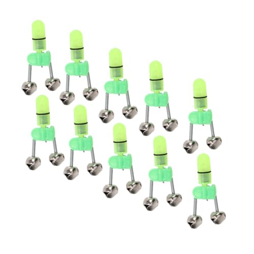 BESPORTBLE 10st Glockenlicht Laute Fischerglocken Angelalarmglocke Angelrute Glocke Nachtangelalarm Angelausrüstung Glocke Fischen Alarmglocke Angelglocke Mit Lampe Led-lampen Green Plastik von BESPORTBLE