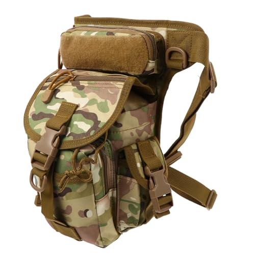 BESPORTBLE 1stk Bergsteigertasche Angelgerät Tasche Outdoor-Tasche Wasserdicht Outdoor-campingtasche Verstellbare Taillenschnalle Praktische Oberschenkeltasche Camouflage Oxford-Stoff von BESPORTBLE