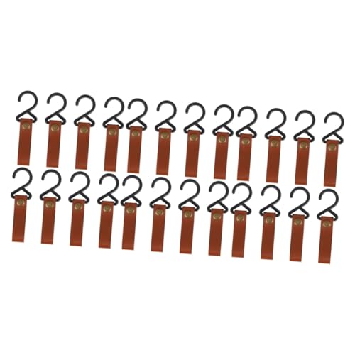 BESPORTBLE 24 STK Windseilschnalle Trockenhaken zeltzubehör zubehör für zelte campingzubehoer Haken zum Aufhängen Pflanzenhänger Outdoor-Haken Camping-Rack-Haken PU-Leder Light Brown von BESPORTBLE