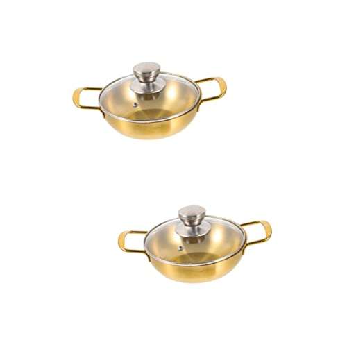 BESPORTBLE 2St Mini-Hot Pot Topf antihaftbeschichtet antihaft Topf suppenkessel Mini-Hotpot Outdoor kochgeschirr Kochtopf Ofen pfannenwender Küchentöpfe Topf verdicken Rostfreier Stahl Golden von BESPORTBLE