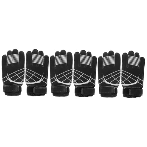 BESPORTBLE 3 Paare Fußball-Torwarthandschuhe Fußball Versorgung Handschutz des Torwarts Fußball-Accessoire Kreativer Fußballhandschuh Torwarthandschuh Aus Latex Sportbedarf Black Pu von BESPORTBLE