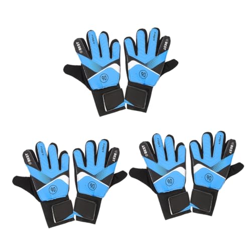 BESPORTBLE 3 Paare Fußball-Trainingsgeräte Handschuh Fußball-Trainingsausrüstung Wächter Fußballtor Griff pädiprotect The prot Gloves Handschutz Fußball Versorgung Handflächenlatex Blue von BESPORTBLE