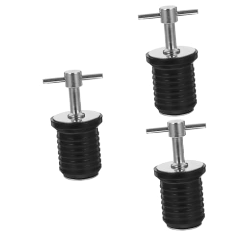 BESPORTBLE 3St Ablassschraube Drain stoppers wasserstopper Wasserablaufstopfen für Boot Wasserablassstopfen Bootszubehör Stecker Kajaks Stopfen für Abflusslöcher Speichenstopper Gummi Black von BESPORTBLE