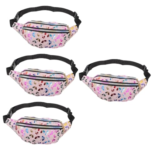 BESPORTBLE 4 Stück Gürteltasche damenbörse damenportemonnaie Bum Bag Verstellbare Fanny Pack Crossbody Bags Hüfttasche Modegürtel für Damen Sport Lauftasche modische Bauchtasche Stoff Rosa von BESPORTBLE