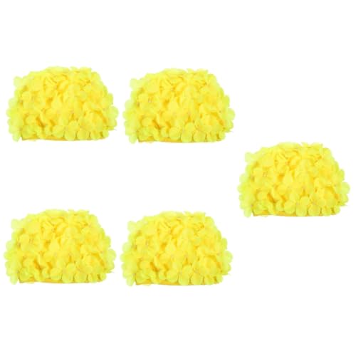 BESPORTBLE 5st Blumen-Badekappe Große Badekappe Blumenhüte Badekappe Für Frauen Langes Haar Badekappe Frauen Shampoo-duschhaube Für Kinder Badekappen Für Schwimmende Frauen Yellow Polyester von BESPORTBLE