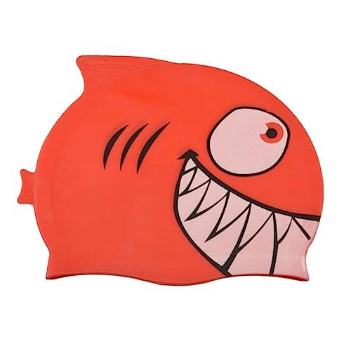 BESPORTBLE Elastischer Silikon Schwimmhut Für Fischform Cartoon Hai Design Wasserdicht Und Komfortabel Ideal Für Schwimmunterricht Und Freizeitaktivitäten Im Wasser Farbe Rot von BESPORTBLE