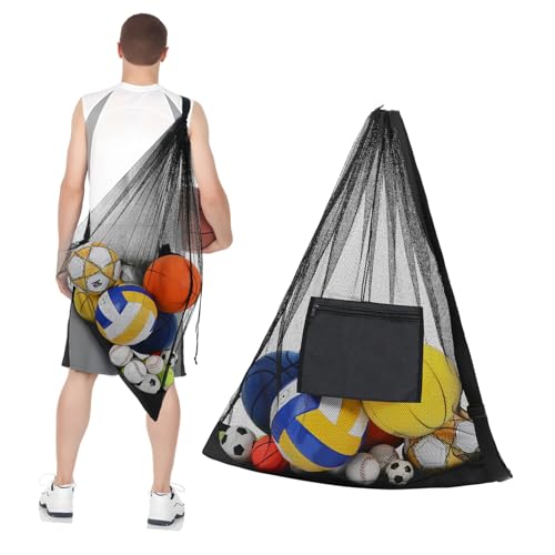 BESPORTBLE Rugby-Tasche Mesh-Sporttasche Balltasche Mesh-Taschen Kordelzug Seesack Mesh-aufbewahrungstaschen Netzbeutel Fußball-partytaschen Netztasche Für Bälle Ballnetz Black Segeltuch von BESPORTBLE