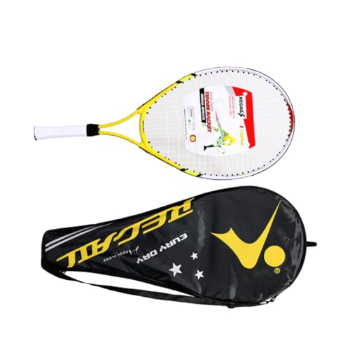 BESPORTBLE Tennisschläger Set Für Und Jugendliche Leichter Legierungsschläger Mit Tragetasche Ideal Für Outdoor Spiele Inklusive Badmintonbälle Und Klettballspiel Gelb von BESPORTBLE