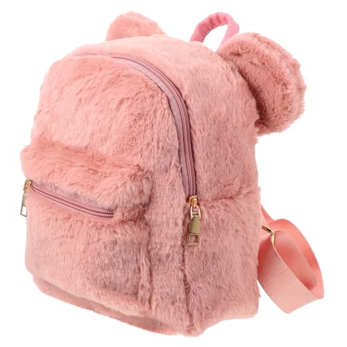 BESPORTBLE Winterlicher Plüsch Rucksack Für Mädchen Süßer Schulterrucksack Mit Niedlichen Bärenohren Flauschig Und Gemütlich Für Schule Und Freizeit Schultertasche von BESPORTBLE