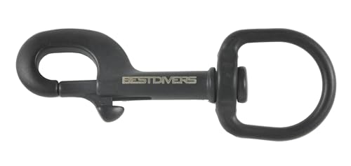 BEST DIVERS Herren Karabinerhaken Edelstahl Dir 98 mm Ring Ø 28 mm schwarz karabiner von BESTDIVERS