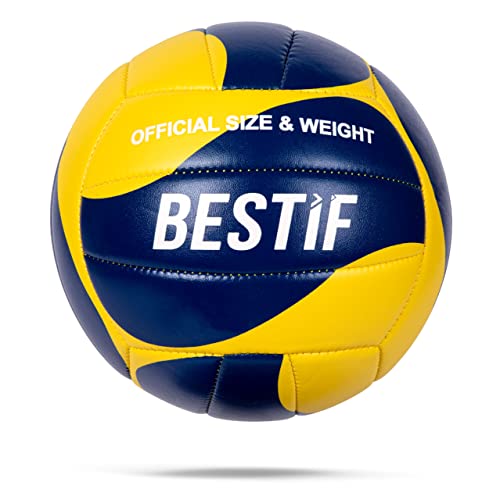 BESTIF Volleyball Größe 5 für Outdoor Indoor Training Beach Ball (5, Blau-Gelb) von BESTIF