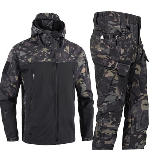 BESTXH 02,L, Taktisches Fleece-Softshell-Set, MilitäRische Softshell-AnzüGe, Outdoor-Wanderjacke Und StrapazierfäHige Cargohose, Winter-Trainings-Kampfanzug-Outfit, Jagdbekleidung von BESTXH