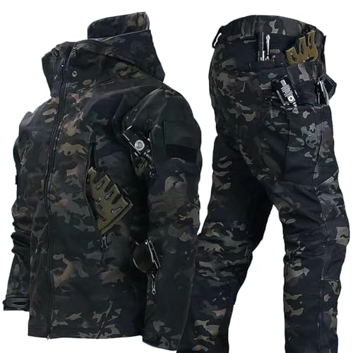 BESTXH 02,XL, Taktische Uniformen FüR MäNner, Wasserdichter, Getarnter MilitäRanzug, Taktische Jacke Und Hose FüR MäNner, wasserdichte, MilitäRische Softshell In Camouflage von BESTXH