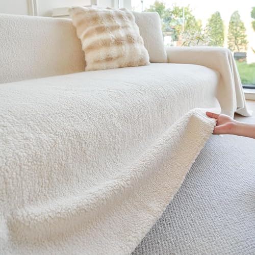 BESTXH 03,180 * 260cm, Sofabezug, Weiche, Flauschige SofabezüGe, Couchbezug Aus Sherpa-Fleece Und Kunstfell, Sofabezug, Futonbezug, Waschbarer Sofaschutz, FüR Anbausofas von BESTXH