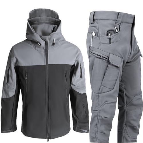 BESTXH 05,XXL, Taktisches Fleece-Softshell-Set, MilitäRische Softshell-AnzüGe, Outdoor-Wanderjacke Und StrapazierfäHige Cargohose, Winter-Trainings-Kampfanzug-Outfit, Jagdbekleidung von BESTXH