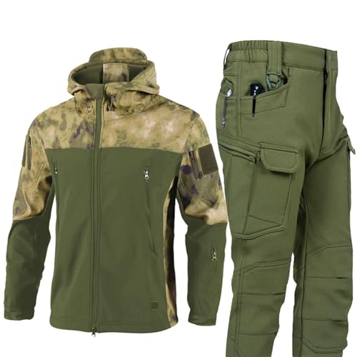 BESTXH 06,4XL, Taktisches Fleece-Softshell-Set, MilitäRische Softshell-AnzüGe, Outdoor-Wanderjacke Und StrapazierfäHige Cargohose, Winter-Trainings-Kampfanzug-Outfit, Jagdbekleidung von BESTXH