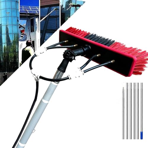 BESTXH 10 m/35cm Brush Head, Professioneller Fensterreiniger, Fensterreinigungswerkzeug Mit VerläNgerungsstange, Teleskop-FensterreinigungsgeräT Mit Biegbarem Kopf, Zum Reinigen Von Fenstern von BESTXH