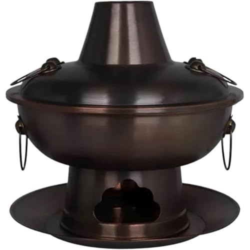 BESTXH A,32cm, Chinesischer Holzkohle-Hotpot, Kupfer-Hotpot, Verdicktes Reines Purpurkupfer Hotpot FüR Mehrere Personen, Mongolisches Hotpot-Kochgeschirr, Kupfer-Hotpot von BESTXH