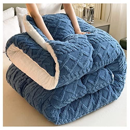 BESTXH Blau,200×230cm(5kg), 2024 Winter Duvet, Winter Quilt, Thick Lamb Fluffy Cashmere Quilts, Thickened Super Soft Insulation Hibiscus Winter Quilt, Double Sided Velvet Blanket Comforter Core von BESTXH