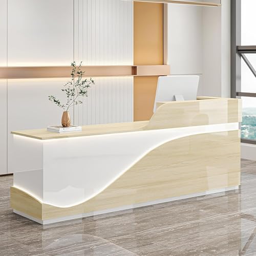 BESTXH Kassentheke, Empfangstheke, Kassentheke FüR SchöNheitssalons, Moderne Empfangstheke Mit Schubladen, Vorderthekentisch FüR KassenbüRo, Lobby FüR SchöNheitssalons,07,140x60x100cm von BESTXH