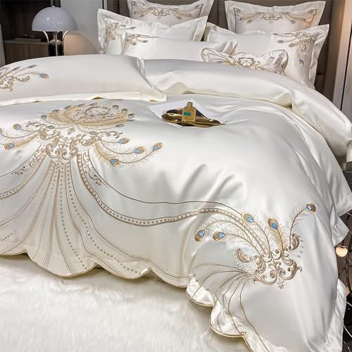 BESTXH Satinsticker Bettdecke Set California Cotton Satin Luxus Neoklassical Stil Jacquard Lace TröSter Cover,F,King BESTXH Satinsticker Bettdecke Set California Cotton Satin Luxus Neoklassical Stil Jacquard Lace TröSter Cover,F,King von BESTXH
