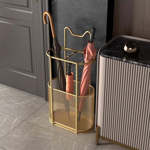 BESTXH Schirmständer, Schirmhalter, Home Schirmorganizer, Platzsparend Schirmhalter, Schirmständer aus Metall Freistehend, Schirmständer Schirmhalter mit Abtropfschale,Gold BESTXH Schirmständer, Schirmhalter, Home Schirmorganizer, Platzsparend Schirmhalter, Schirmständer aus Metall Freistehend, Schirmständer Schirmhalter mit Abtropfschale,Gold von BESTXH