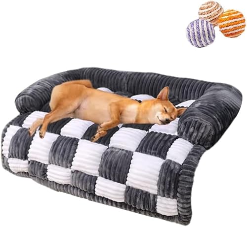 BESTXH Schwarz,120 * 95CM, Flauschige, Beruhigende Hundesofa-Bettmatte, Waschbarer PlüSchsofabezug FüR Hunde, MöBelschutz FüR Haustiere, Sofamatte FüR Hunde Und Katzen, Flauschiges Hundesofabett von BESTXH