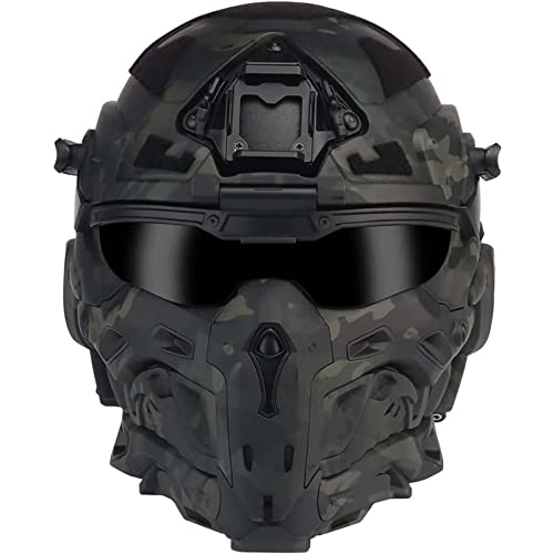 BESTXH Taktischer Airsoft-Helm, Realistischer Cs-Helm, Taktischer Helm SchutzausrüStung Mit Eingebauten KommunikationskopfhöRern, Sturmhelm, Abnehmbare Maske,FüR Airsoft-Spiele,J von BESTXH