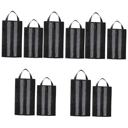 10 STK Aufbewahrungstasche Aus Mesh Schuhe Handtasche Reise-Organizer-Taschen Reise-schuhtasche Schrank Schuhbeutel Tragbarer Schuhbeutel Black Atmungsaktives Polyester-Netz BESTYASH von BESTYASH