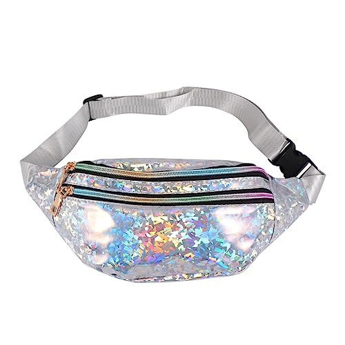 BESTYASH 1PC Glitzernde PU Bauchtasche Für Damen wasserdichte Umhängetasche Mit Reißverschluss Modische Hüfttasche Für Festivals Reisen Und Den Alltag von BESTYASH