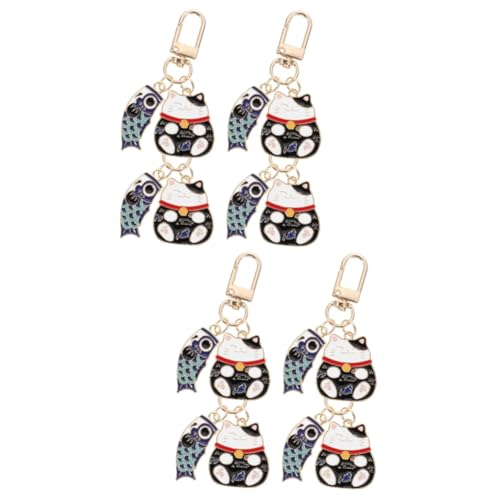 BESTYASH 8 STK Glückskatze Schlüsselanhänger Katzenglocke Schlüsselanhänger Hängende Verzierung Maneki Neko Charm Schlüsselanhänger Feng-Shui-schlüsselanhänger Autoschmuck Legierung Black von BESTYASH