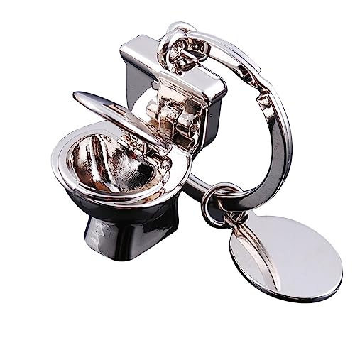 BESTYASH WC-Schlüsselanhänger aus Metall bescherung Weihnachten Valentine's Day autodeko car Decor Schlüsselanhänger mit WC-Anhänger Toilette Schlüsselanhänger Silver von BESTYASH