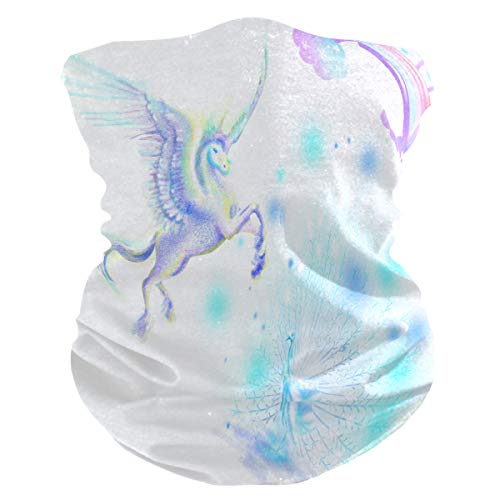 BEUSS Erstaunliche Fliegende Einhorn Regenbogen Gesichtsmaske Outdoor Bandanas UV-Schutz Kopftuch Halstuch 3D Kopfbedeckung Gesichtsschal Stirnband für Sport Männer Frauen von BEUSS