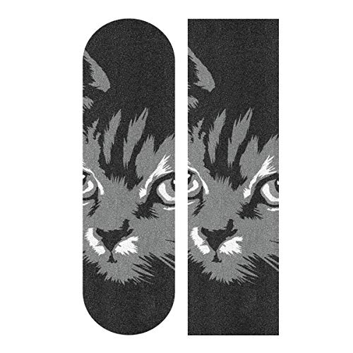 BEUSS Schwarze Katze Muster Skateboard Griptape rutschfest Selbstklebend Longboard Griptapes Aufkleber Griffband(84 * 23cm 1pcs) von BEUSS