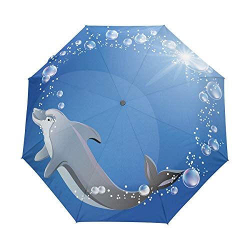 Blaue Kunst Licht Delphin Regenschirm Auf-Zu Automatik UV-Schutz Taschenschirm Winddichter Umbrella Klein Leicht Schirm Kompakt Schirme für Jungen Mädchen Reise Strand Frauen Blaue Kunst Licht Delphin Regenschirm Auf-Zu Automatik UV-Schutz Taschenschirm Winddichter Umbrella Klein Leicht Schirm Kompakt Schirme für Jungen Mädchen Reise Strand Frauen von BEUSS