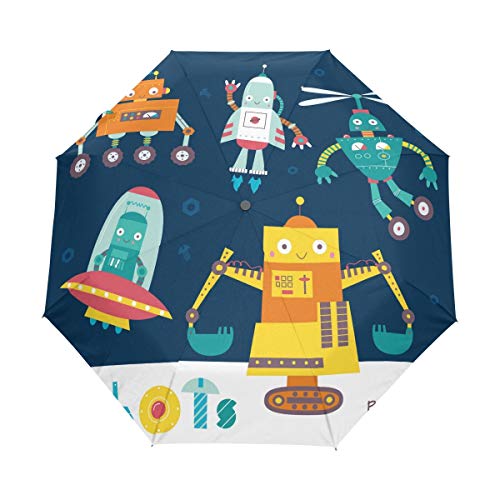 Blaue Roboter Rakete Regenschirm Auf-Zu Automatik UV-Schutz Taschenschirm Winddichter Umbrella Klein Leicht Schirm Kompakt Schirme für Jungen Mädchen Reise Strand Frauen Blaue Roboter Rakete Regenschirm Auf-Zu Automatik UV-Schutz Taschenschirm Winddichter Umbrella Klein Leicht Schirm Kompakt Schirme für Jungen Mädchen Reise Strand Frauen von BEUSS
