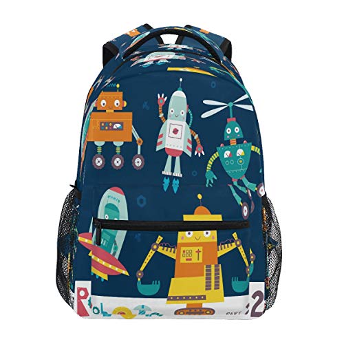Blaue Roboter Rakete Studentenrucksack Kinderrucksack Büchertasche Schülerrucksack Laptop Rucksäcke für die Reise Teen Mädchen Jungs Blaue Roboter Rakete Studentenrucksack Kinderrucksack Büchertasche Schülerrucksack Laptop Rucksäcke für die Reise Teen Mädchen Jungs von BEUSS
